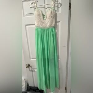 Marineblu White and Mint Maxi Dress